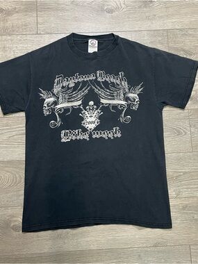 Vintage 2008 Daytona Beach Bike Week Shirt - Delta Pro Weight Large Double Skull